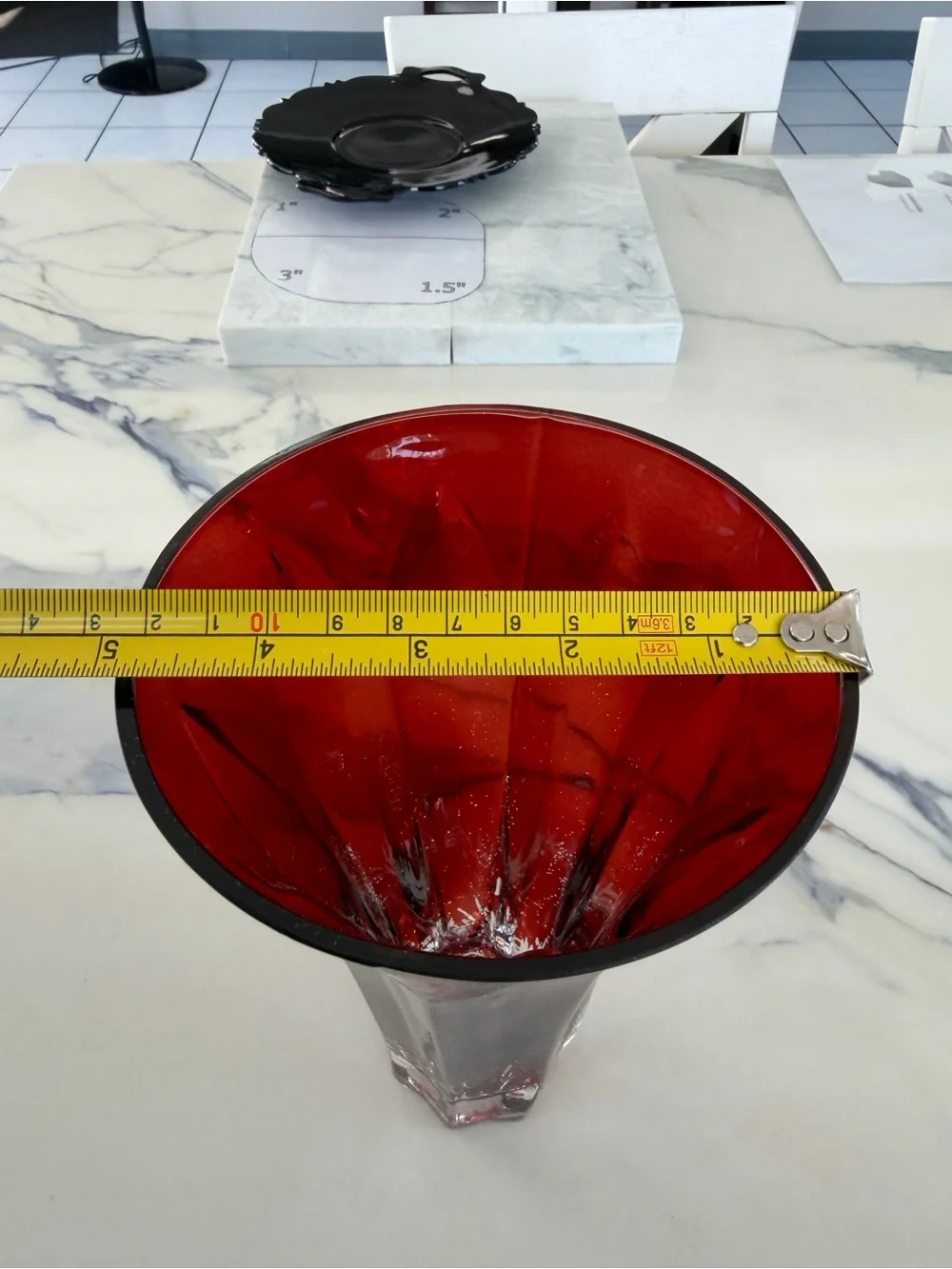 Vintage FTD Ruby Red Glass Vase 8.5
